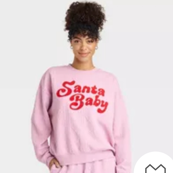 Grayson Threads Tops - Women's Santa Baby Pink Sweatshirt with Red Velvet Writing - Grayson Threads XXS